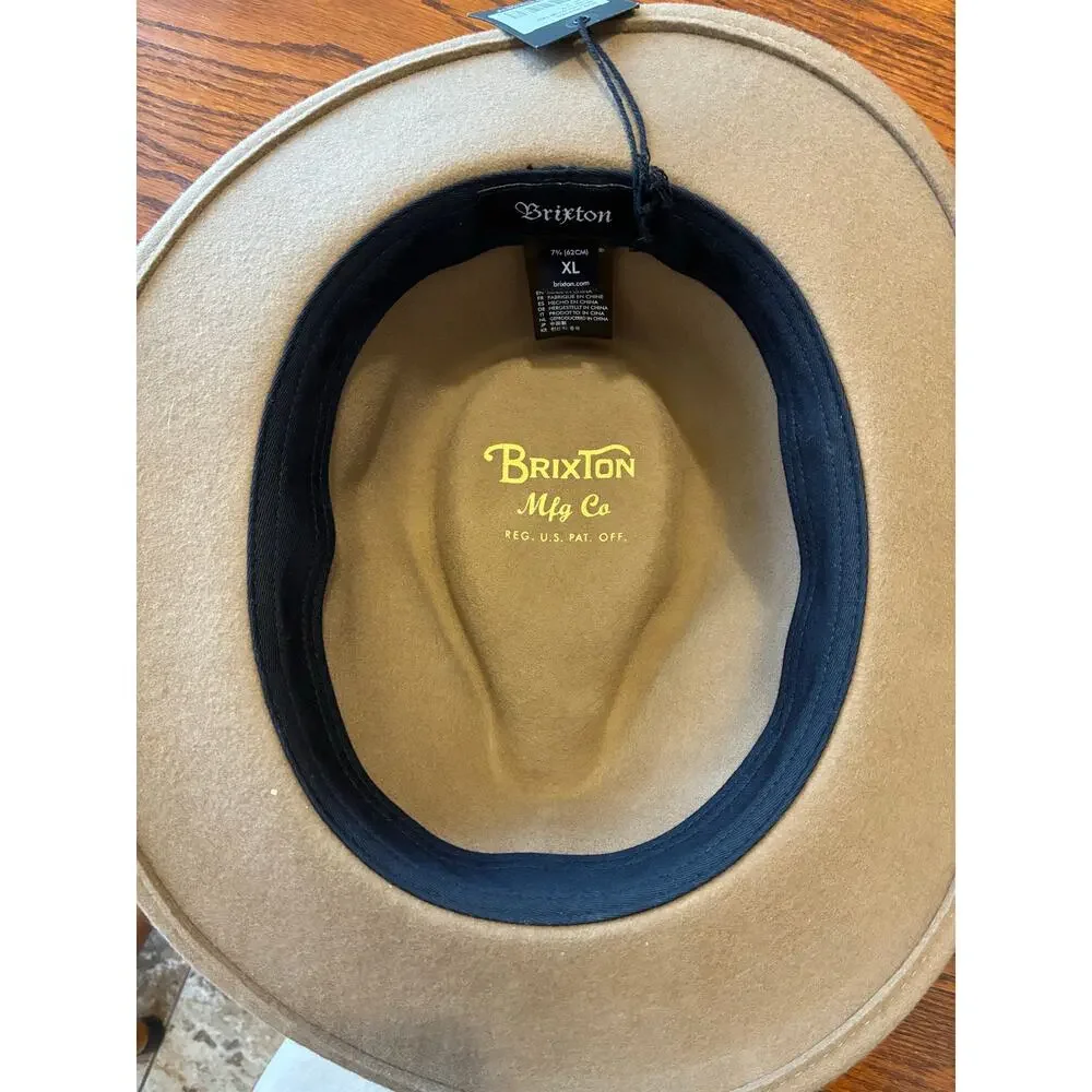 Brixton NEW Messer Wool Hat Fedora Tan XL 7.75in 62cm